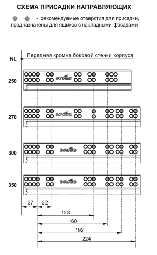 Направляющие скрытого монтажа push-to-open 300мм полного выдвижения B-slide (NL-10) BOYARD DB8885Zn/300