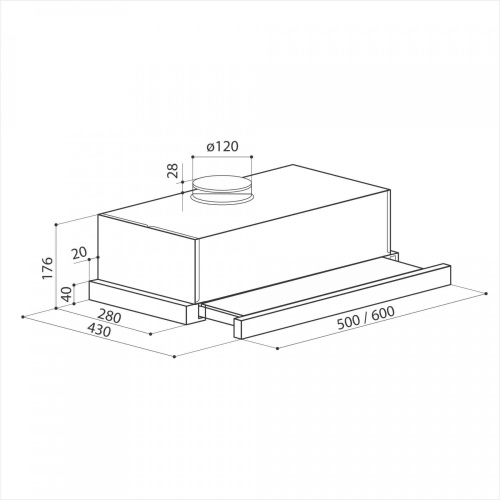 Кухонная вытяжка встраиваемая LEX HUBBLE G 2M 600 BLACK