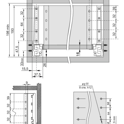 BOYARD.Комплект тонких боковых стенок SBDW13/GR/400