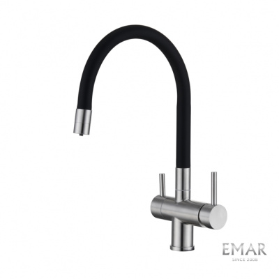 Смеситель для кухни Emar ЕС - 3015 SATIN высокий излив сатин