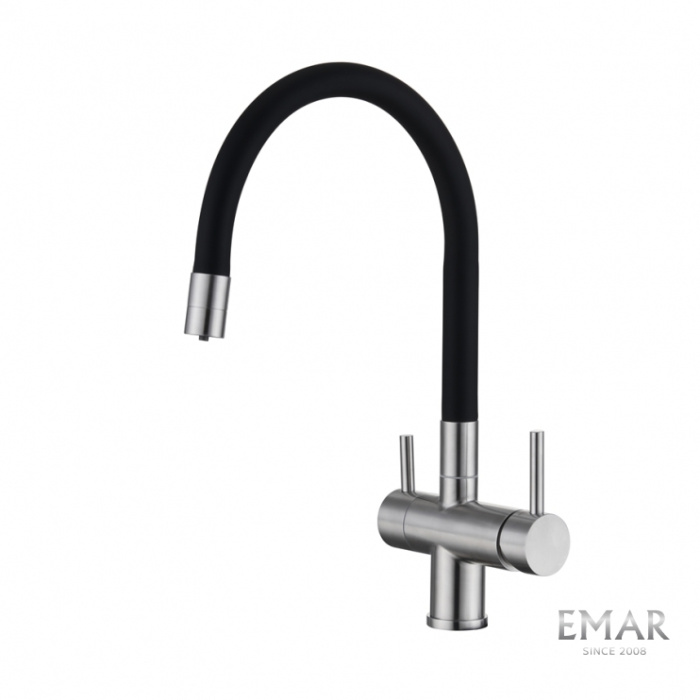 Смеситель для кухни Emar ЕС - 3015 SATIN высокий излив сатин