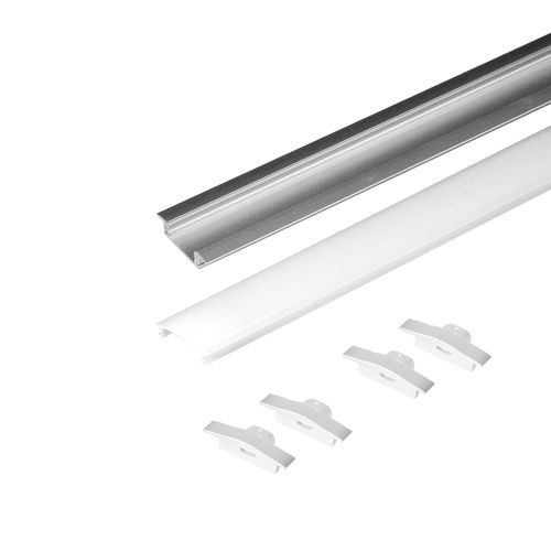 Профиль врезной для LED лент КМС 2507Е GLS серебро диффузор полуматовый 4 заглушки