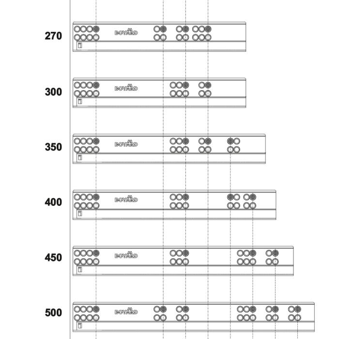BOYARD.Направляющие шариковые, скрытого монтажа B-slide DB8884Zn/500
