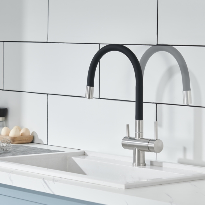 Смеситель для кухни Emar ЕС - 3015 SATIN высокий излив сатин