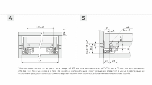 Направляющие скрытого монтажа полного выдвижения push-to-open B-Slide L=500 мм BOYARD DB8785Zn/500