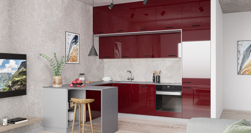 Плита МДФ Бордовый глянцевый 18 мм P107 Evogloss 2800х1220 мм