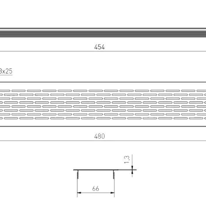 Решетка вентиляционная 480х80 мм алюминий GTV KK-W80480-05