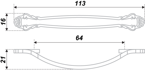 BOYARD.Ручка мебельная RS430CP/W.4/64