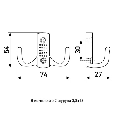 Крючок мебельный 212В SOLLER Хром 122-121