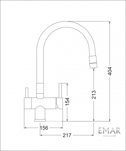 Смеситель для кухни Emar ЕС - 3015 SATIN высокий излив сатин