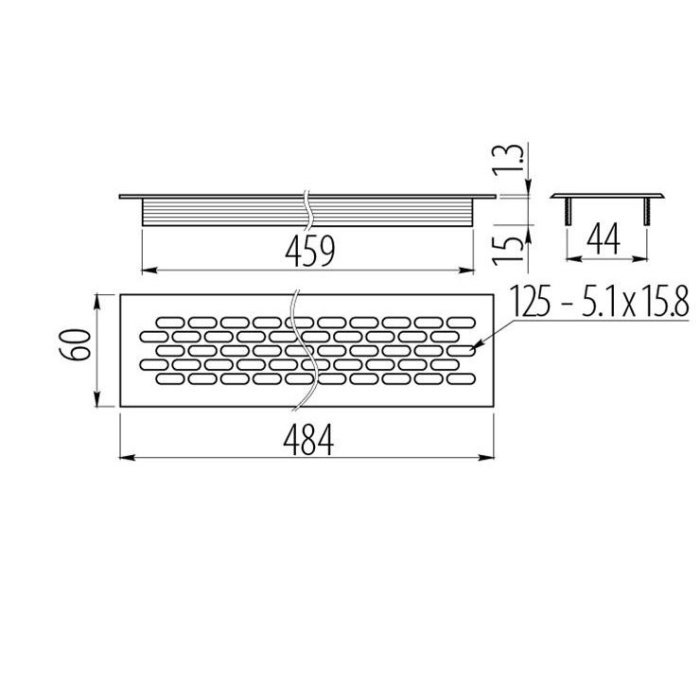 Решетка вентиляционная 484х60 мм антрацит светлый GTV KK-W60800-24