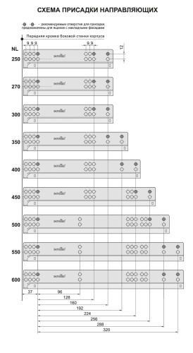BOYARD.Направляющие скрытого монтажа, неполного выдвиж. DB4462Zn/250