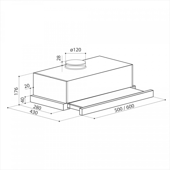 Кухонная вытяжка встраиваемая LEX HUBBLE G 2M 600 BLACK