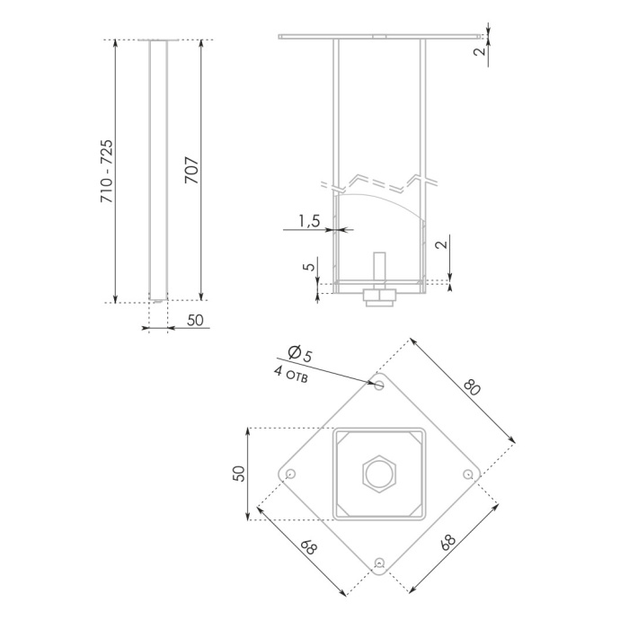 Опора для столов BASIS BOYARD N324BL.1/720