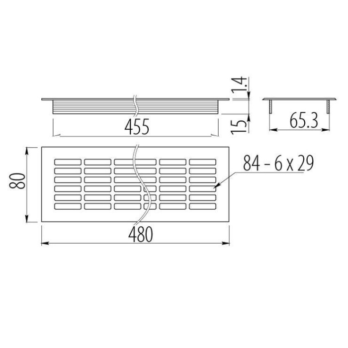 Решетка вентиляционная 480х80 мм белая GTV KK-W80800-D1