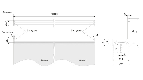 Ручка-профиль мебельная AL URBAN UP BOYARD RP106SC.1/000/3000