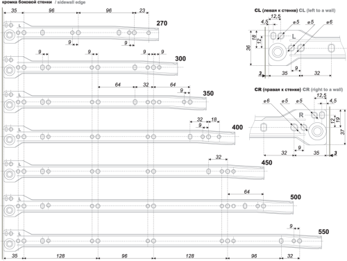 BOYARD.Направляющие MB MB15001GR/450