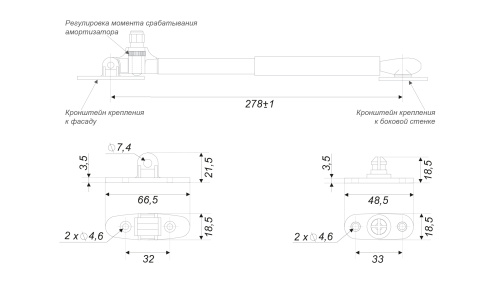 Газлифт с амортизацией BOYARD GL106GRPH/100/3