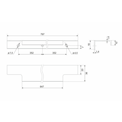 Ручка торцевая мебельная RAY BOYARD Матовый черный RT109BL.1/000/800