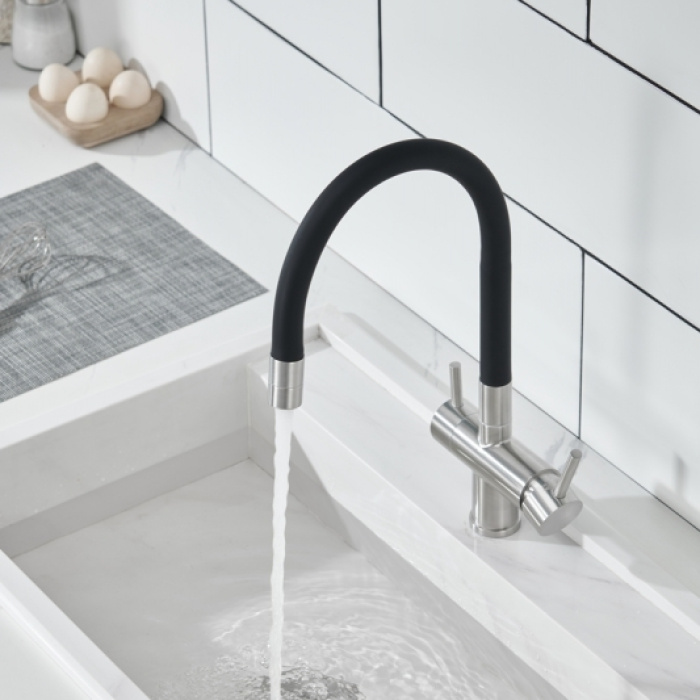 Смеситель для кухни Emar ЕС - 3015 SATIN высокий излив сатин