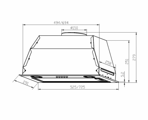 Кухонная вытяжка полновстраиваемая LEX GS BLOC P 900 INOX