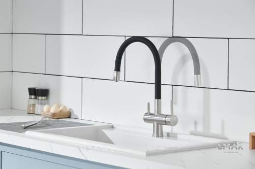 Смеситель для кухни Emar ЕС - 3015 SATIN высокий излив сатин