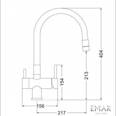 Смеситель для кухни Emar ЕС - 3015 SATIN высокий излив сатин