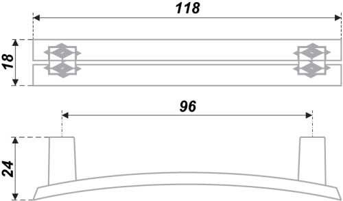 BOYARD.Ручка мебельная RS408CP/CrT.4/96