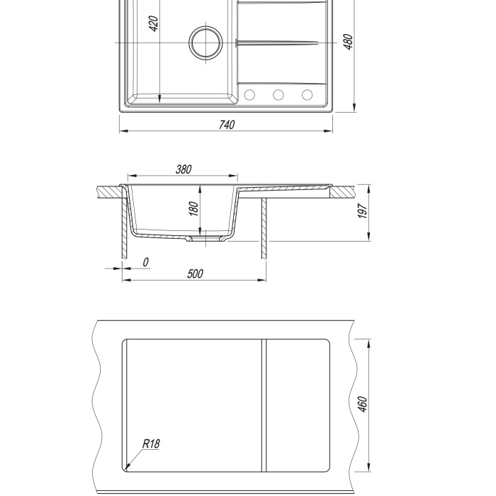 Мойка для кухни Dr. Gans Smart Оливия 740 черная