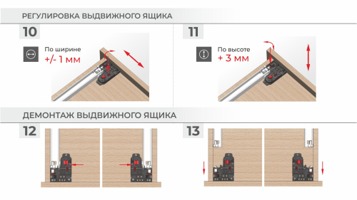 Направляющие скрытого монтажа полного выдвижения push-to-open B-Slide L=500 мм BOYARD DB8785Zn/500