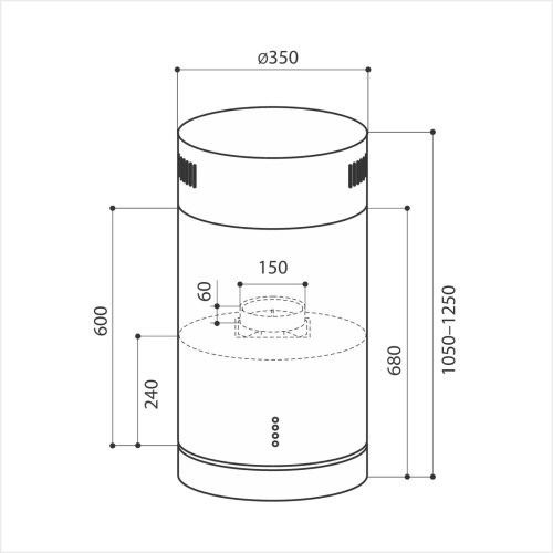 Кухонная вытяжка островная LEX TUBO ISOLA 350