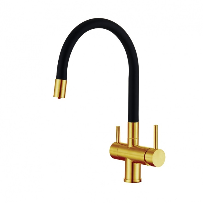 Смеситель для кухни Emar ЕС - 3015 PVD Golden высокий излив золото