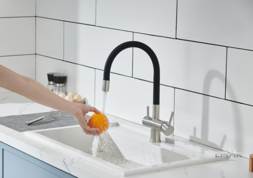 Смеситель для кухни Emar ЕС - 3015 SATIN высокий излив сатин
