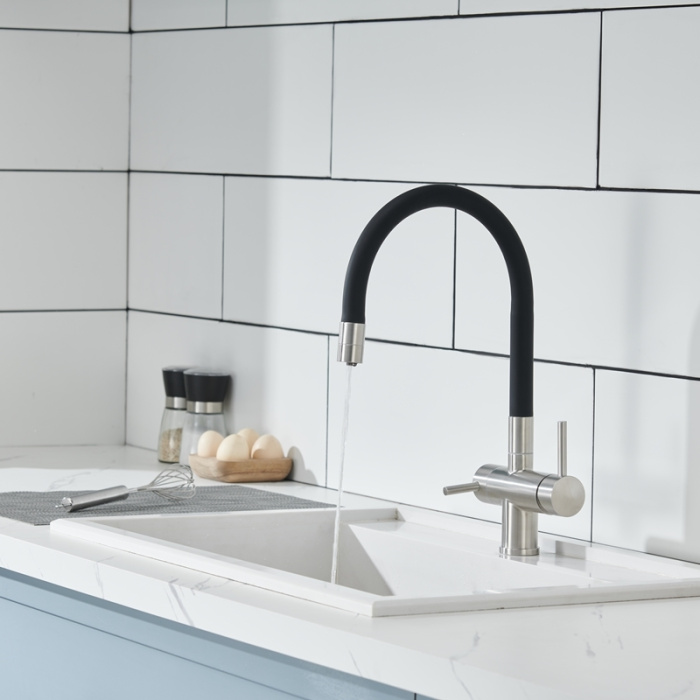 Смеситель для кухни Emar ЕС - 3015 SATIN высокий излив сатин