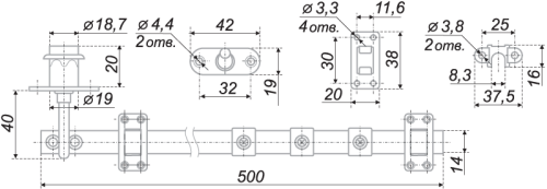 Замок мебельный центральный на 3 ящика BOYARD Z409CP.4/500