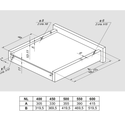Направляющие шариковые скрытого монтажа B-slide BOYARD DB8883Zn/450