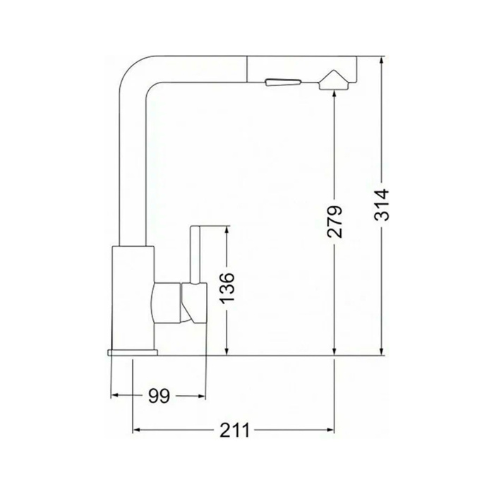 Смеситель для кухни Emar EC-3010 вытяжной излив сатин