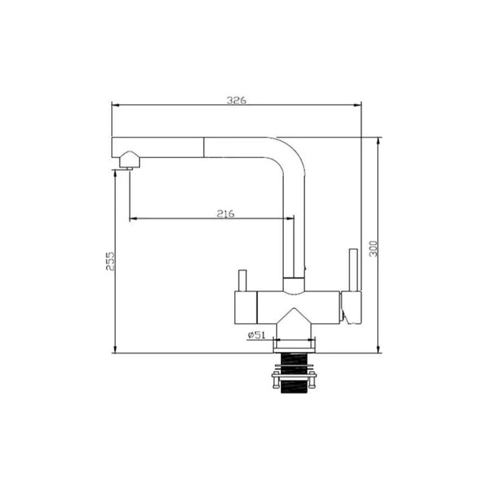 Смеситель для кухни Emar QUARTZ ЕСВ 7017 черный