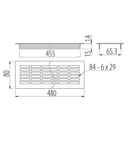 Решетка вентиляционная 480х80 мм белая GTV KK-W80800-D1