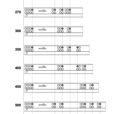 Направляющие шариковые скрытого монтажа B-slide BOYARD DB8884Zn/270