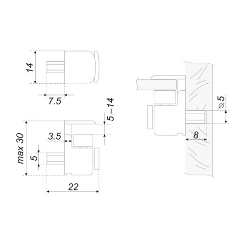 Полкодержатель д/стекла с фиксацией регулируемый BOYARD P520Ni.0