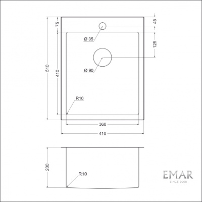 Мойка из нержавеющей стали Emar EMB-128A PVD Nano Golden 410х510мм